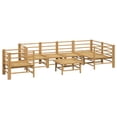 thumbnail image 3 of vidaXL Garden Lounge Set Natural bamboo, Light grey cushions, 3 of 6