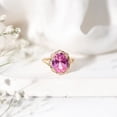 thumbnail image 4 of Rosec Jewels Lab Grown Pink Sapphire Oval Engagement Ring with Diamond - 10X12 mm - Vintage Style Ring - AAAA Quality Certified, 14K Yellow Gold, US 12.00, 4 of 8