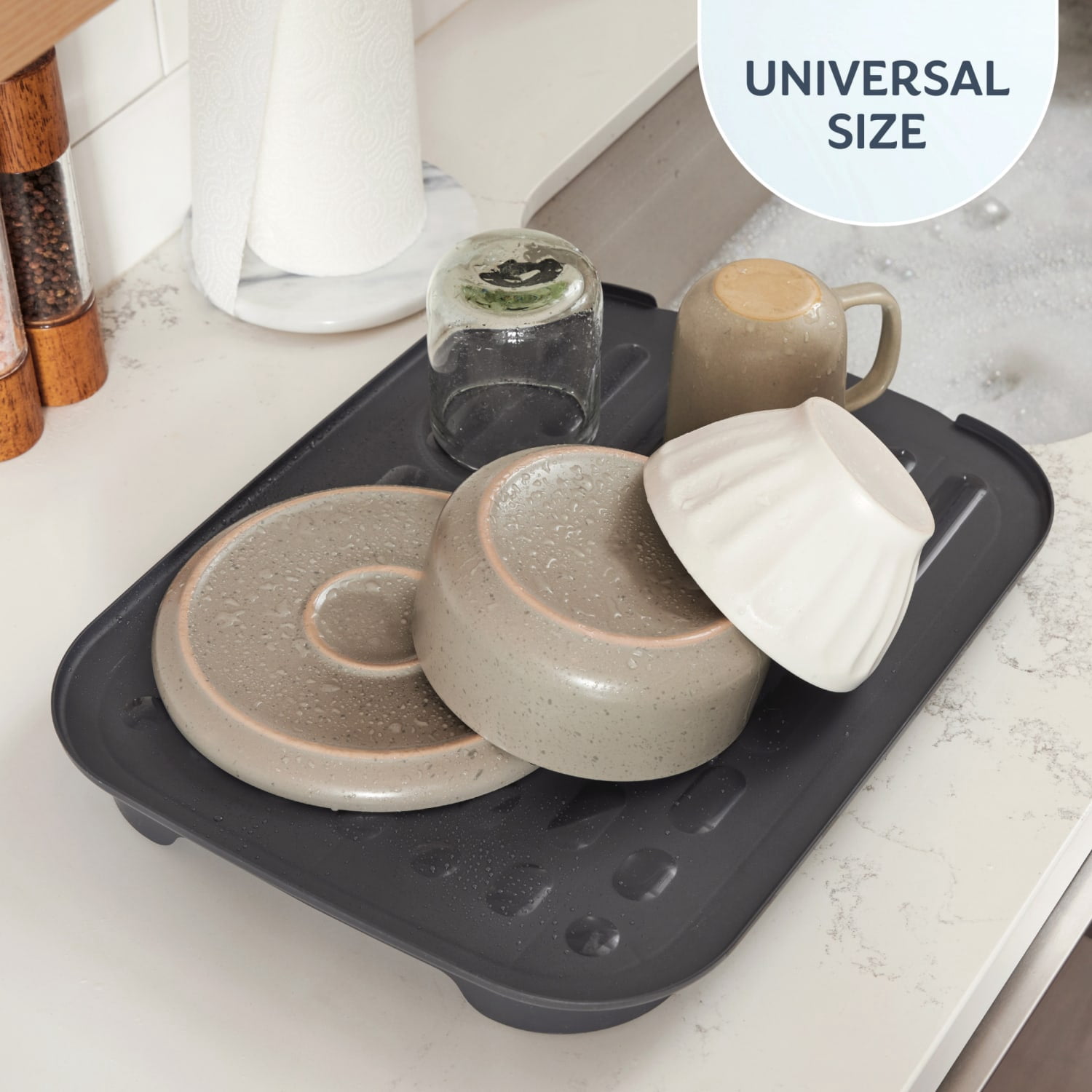 Rubbermaid Antimicrobial Dish Drain Board, Drying Mat, Large, Oyster