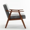 thumbnail image 3 of Accent Chair with Microfiber Upholstery and Solid Wood Frame, Mid-Century Modern Style, Grey, 3 of 5