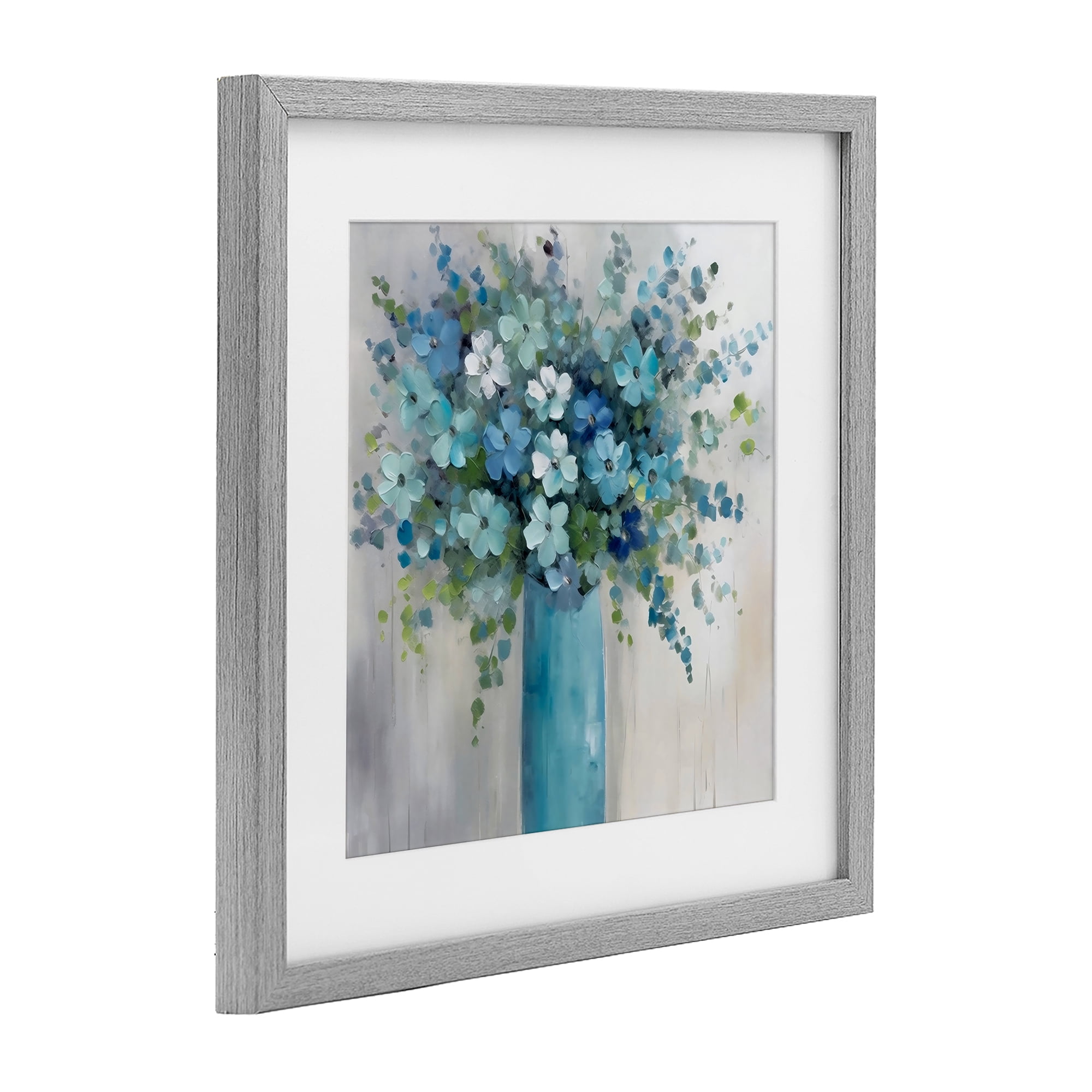 Stupell Industries Indigo Bouquet in Blue Vase Gray Framed Print Under Glass, design by Creative Studio
