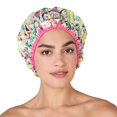 thumbnail image 1 of Gorro de ducha reutilizable y gorro de baño y gorros de ducha impermeables forrados de gran tamaño, grandes, diseñados para todas las longitudes de cabello, con forro de PEVA y banda elástica, sombrer, 1 of 3