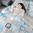 thumbnail image 4 of meiyoeat Abstract Geometric Plaid 7pcs Queen Bedding For Kids,Modern 3D Grid Print Bedding Comforter Set Queen For Adults,Light Gray Reversible, 4 of 7