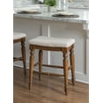 thumbnail image 2 of Linon Marino Backless Wood Counter Stool, 25" Seat Height, Walnut Finish with Ivory Fabric, 2 of 7