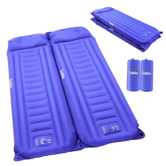 TaoTronics Double Sleeping Pad, Two Person Sleeping Mat, 4-Season Insulated Air Mattress, Inflatable Lightweight Camping Pad, with Built-in Pump, Integrated 7” Pillow for Backpacking, Hiking, Camping