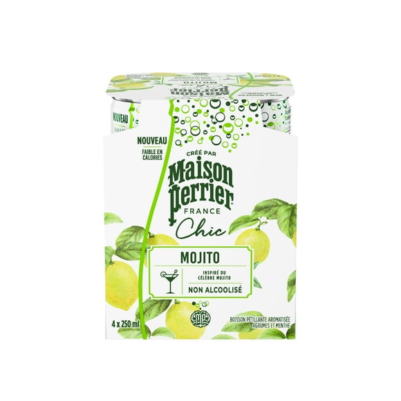 MAISON PERRIER Chic Mojito, Non-Alcoholic, Citrus And Mint-Flavoured Sparkling Beverage, Low Calorie Mocktail, Ready To Drink, 1 L