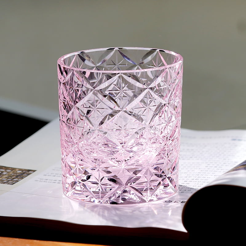 Pink Crystal Japanese Design Whiskey and Beer Glass for Cold Drinks Wine Glass  With Gift Pack 8oz