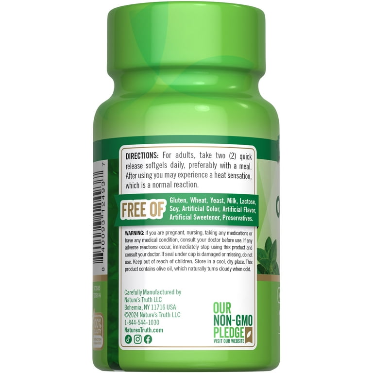 Nature's Truth Oil of Oregano Softgels 4000mg Supplement with 40mg