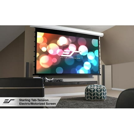 Elite Screens - Saker Tab-Tension  135" Home Theater Motorized Projection Screen - Black