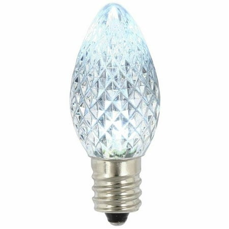 

0.96 watt 120V C7 Faceted LED Cool White Twinkle Blub with Nickel Base - 25 per Bag