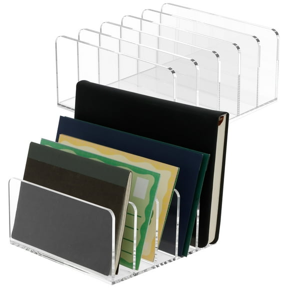 LINFANG Clear Plastic File Holder for Office Documents 5 Upright Mail Organizer Multi Purpose File Sorter for Books Cosmetics And Room Storage