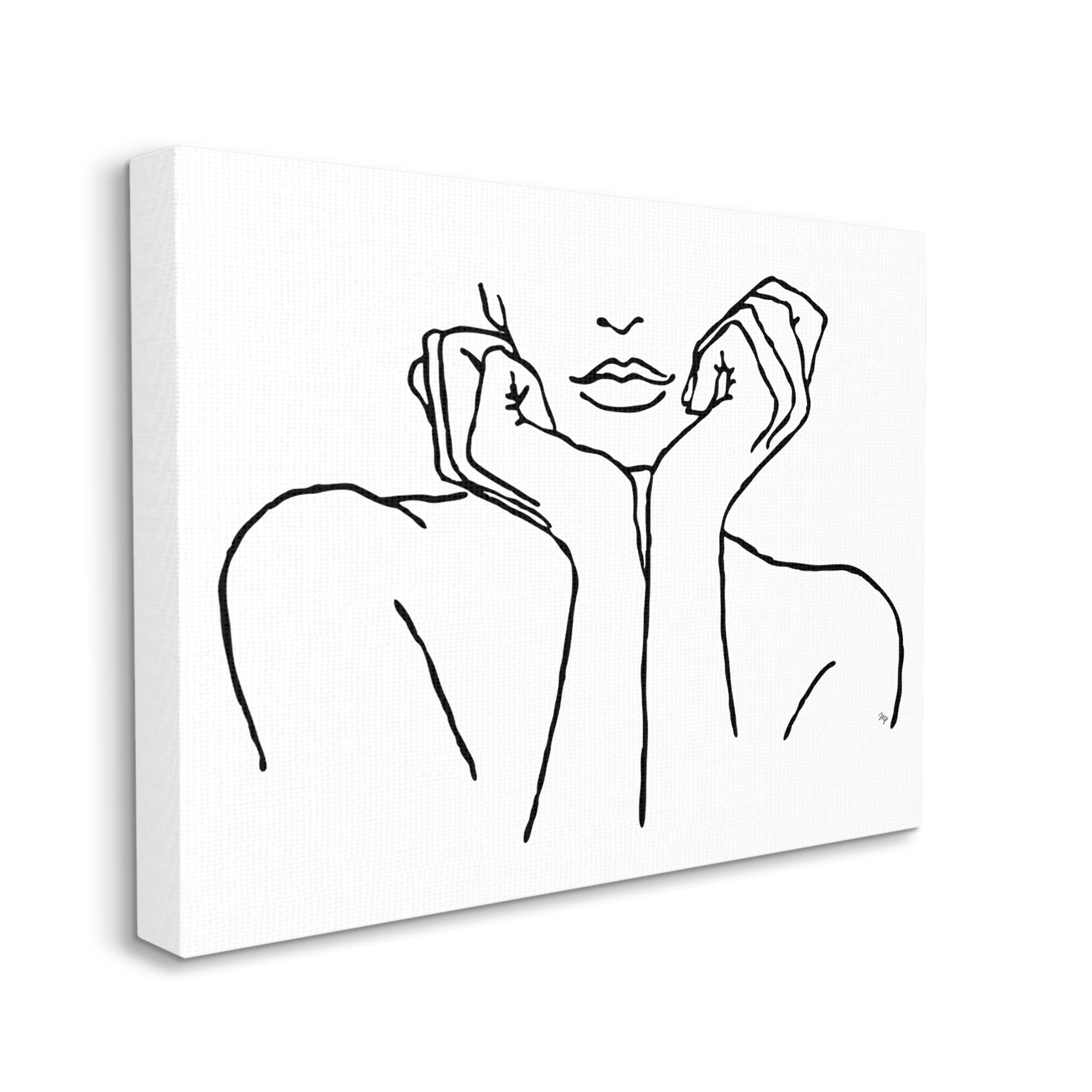 Stupell Industries Woman Face Outline Doodle Abstract Painting Gallery Wrapped Canvas Print Wall Art, 40 x 30