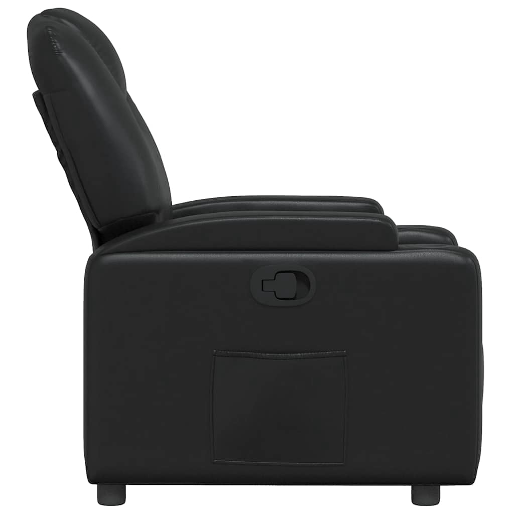 vidaXL Manual Recliner Chair, Adjustable Backrest/ Footrest, Black Leather