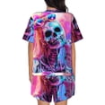 thumbnail image 6 of Fotbe Neon Skull With Milkshake Print Pajama Set for Women 2 Piece Loungewear Short Sleeve Tops and Shorts Set Soft Sleepwear-Small, 6 of 7
