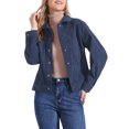 thumbnail image 4 of INSPIRE CHIC Corduroy Jacket for Women Casual Long Sleeve Fall Outerwear Button Down Shacket Jackets S Dark Blue, 4 of 6