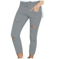 thumbnail image 1 of Yuyuzo Plus Size Leggings for Women High Waisted Drawstring Cutout Ripped Hole Slim Tight Solid Color Pants, 1 of 5
