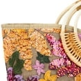 thumbnail image 6 of YIFEI Rattan Wood Handle Sequin Embroidered Floral Beach Bag Tote for Vacation and Wedding Party, 6 of 6