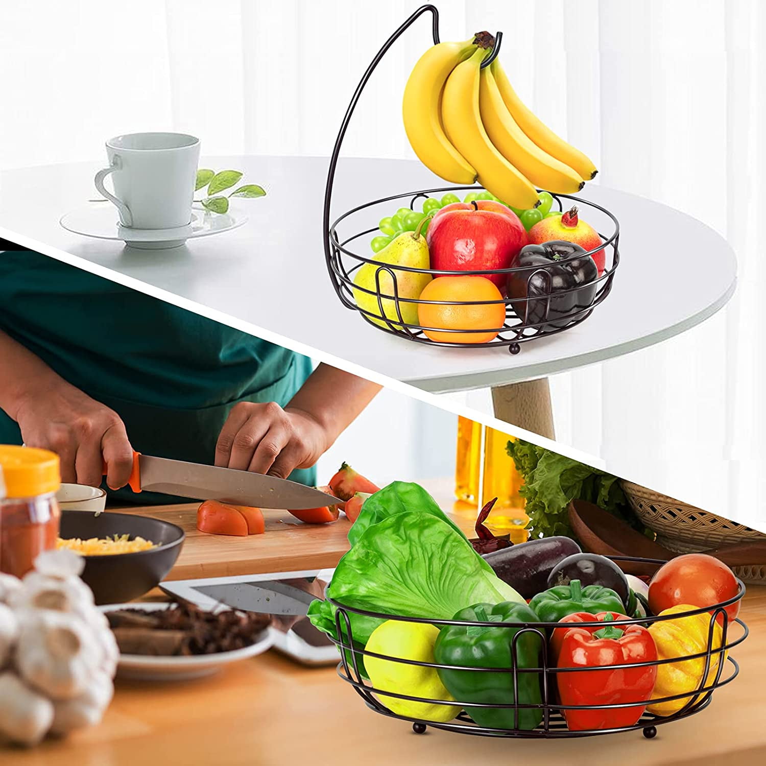2-Tier Fruit Bowl with Banana Hanger – ZEUS & RUTA