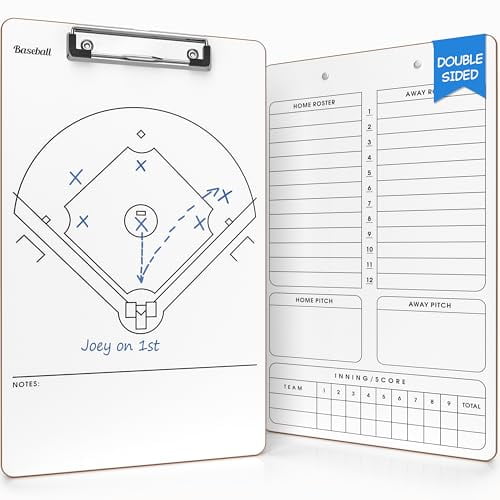 Scribbledo Baseball Dry Erase Board for Coaches 15x9 Inch Double Sided Baseball Lineup Board Coaching Accessories Equipment Softball Accessories The Baseball Score Keeping clipboard