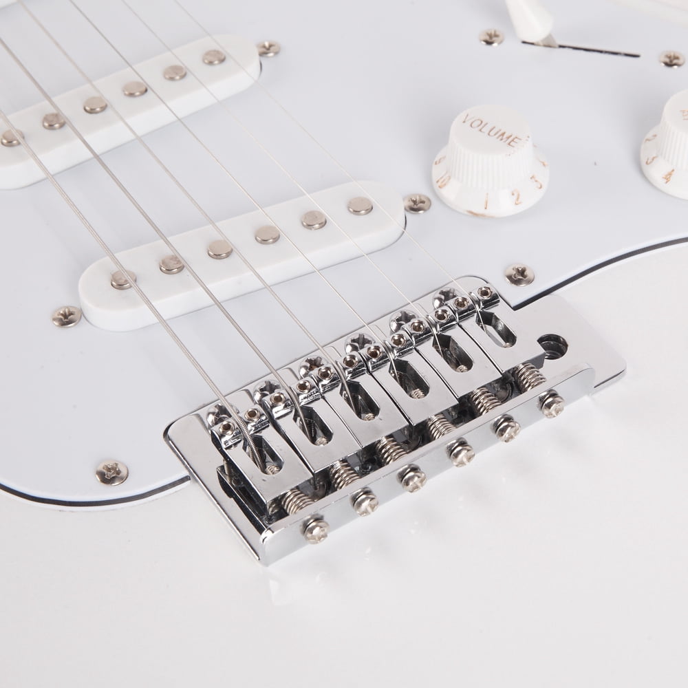 Tcbosik 39 inch Electric Guitar, Beginner Guitar Kit with Bag, Cord, Strap, Accessories and Tremolo Arm, White