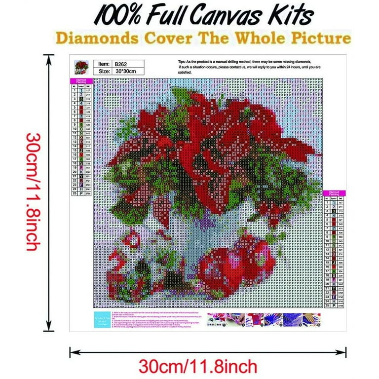 Yeesam Art 4 Pack DIY 5D Diamond Painting Full Drill Kits, Purple Lilac  Flowers Christmas Red Poinsettia Flowers Blue Rose & Butterfly Diamond Art  Home Wall Decor 