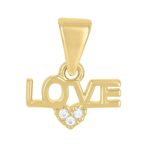14k Yellow Gold Womens Cubic-Zirconia LOVE Charm Pendant