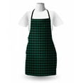 thumbnail image 3 of Abstract Apron, Scottish Tartan Like View Repeating Squares, Unisex Kitchen Bib with Adjustable Neck for Cooking Gardening, Adult Size, Dark Teal Charcoal Grey, by Ambesonne, 3 of 4