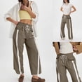 thumbnail image 2 of Lentta Womens Baggy Wide Leg Pants Casual Drawstring Elastic Waist Contrast Color Workout Y2K Track Sweatpants, 2 of 5