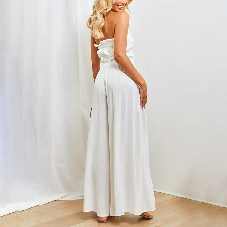 White flowy pant suit cheap
