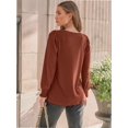 thumbnail image 2 of Womens Long Sleeve Tops Dressy Casual Shirts Pleated Crewneck Basic Blouses Fall Trendy Outfits, 2 of 6