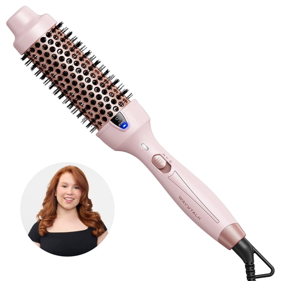 Wavytalk 1.5 Inch Thermal Brush, Negative Ion Thermal Round Brush, Blowout Express, Creates Blowout Look, Dual Voltage, Easy to Use, Pink