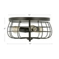 thumbnail image 7 of Twin 15-Inch Industrial 3-Light Vintage Metal Cage Flush Mount Ceiling Lights, Oil Rubbed Bronze Finish, 7 of 7