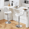 thumbnail image 2 of Alden Design Adjustable Counter-Height Faux Leather Modern Bar stools, Set of 2, White, 2 of 11