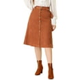 thumbnail image 5 of MODA NOVA Junior's High Waist A-Line Button Front Belted Corduroy Midi Skirt, 5 of 5