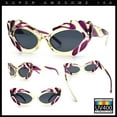 thumbnail image 2 of Womens Floral Thick Plastic Foliage Oval Retro Fashion Plastic Sunglasses Purple Beige - Black, 2 of 8