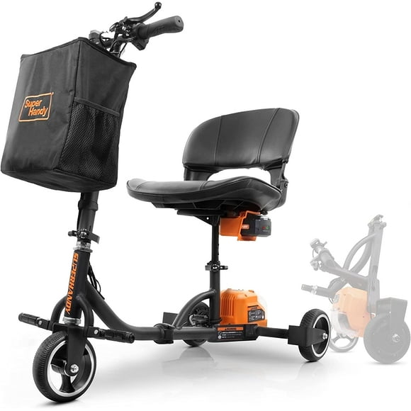 SuperHandy Trottinette de Mobilité Pliable à 3 Roues - Électrique, la Plus Légère Offerte, Compatible avec les Compagnies Aériennes - Longue Autonomie de Voyage avec 2 Batteries Lithium-ion 48V Détachables et Chargeur