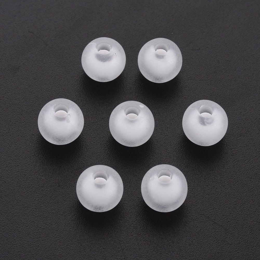 500g Frosted Acrylic Beads Bead in Bead Round White 12mm Hole: 2.5mm 570pcs/500g