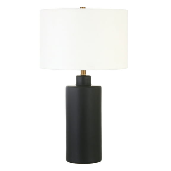 Evelyn&Zoe 25" Contemporary Ceramic Table Lamp with White Drum Linen Shade