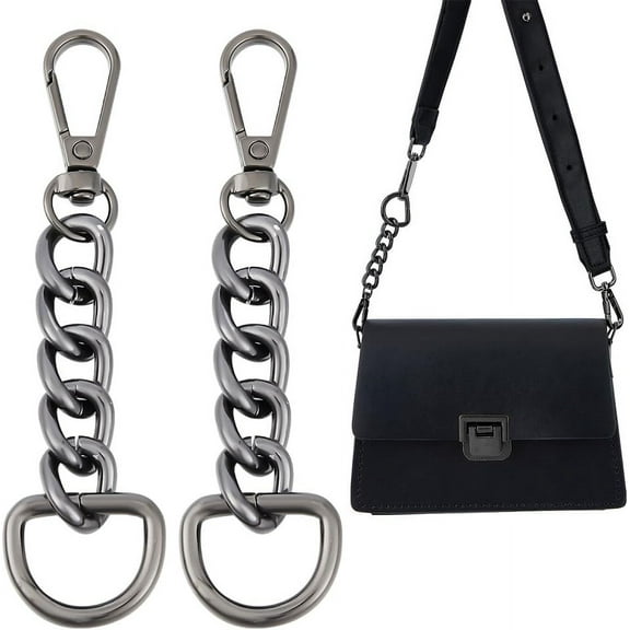 2Pcs 4.09" Black Bag Extender Chain Metal Purse Strap Extenders Replacement Handbags Purse Extender Chain Crossbody Bags Purse Clutches Handles with Metal Buckles Black