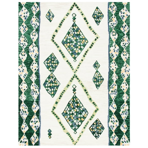 SAFAVIEH Aspen Byrne Southwestern Wool Area Rug, Green/Ivory, 4' x 6'