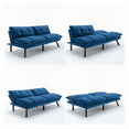 thumbnail image 4 of Convertible Futon Sofa Bed, 4 in 1 Sleeper Futon Couch Bed with Adjustable Armrest & Backrest, Memory Foam Futon Sofa Loveseat Sofa Bed in Velvet, Small Sofa for Living Room, Office, Apartment, Blue, 4 of 8