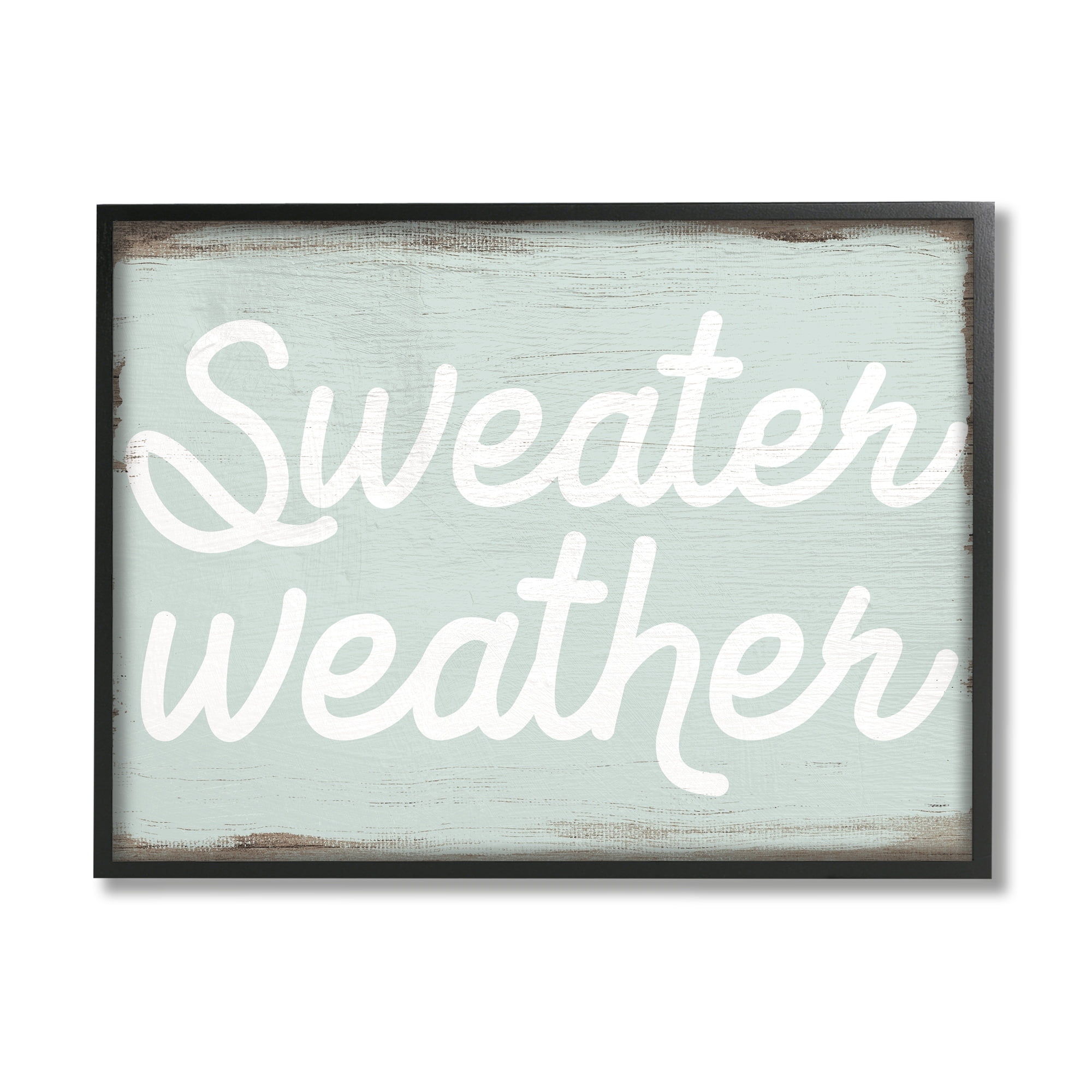 Stupell Industries Sweater Weather Phrase Minimal Text Rustic Grain Pattern, 14 x 11,Design by Daphne Polselli