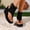 Black, variant on Women's Thong Platform Wedge Sandals, Adjustable Ankle Buckle Strap Open Toe High Heel Shoes, Casual Summer Dress Sandals Yellow 8.5(41)