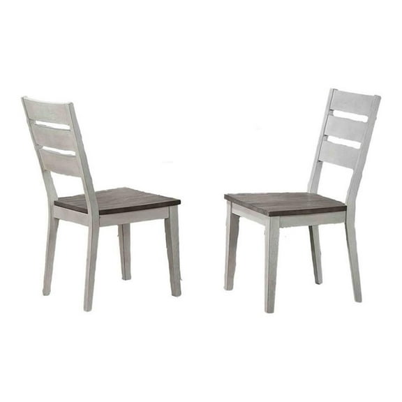 Wood Dining Chairs in Gray Ash/Stormy White (Set of 2)