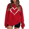 thumbnail image 3 of Valentines Sweatshirts for Women Love Heart Graphic Pullover Crewneck Long Sleeve Tops Valentine's Day Sweatshirt, 3 of 8