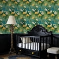 thumbnail image 3 of Boho Peel and Stick Wallpaper White Cranes Golden Chrysanthemums Teal Garden Wall Mural 23.6in x 9.8ft Self Adhesive Removable Wall Paper Renter Friendly Wallpaper for Bedroom Kitchen Farm, 3 of 8