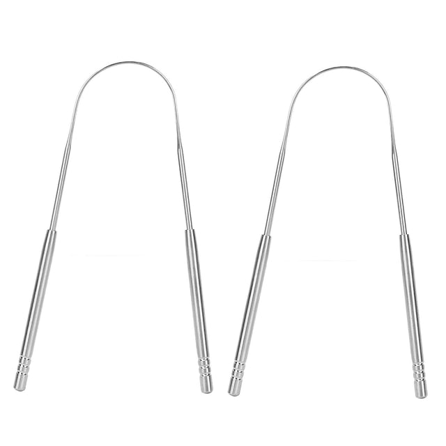 U Shaped Stainless Steel Tongue Scraper Bad Breath Removal Oral Health Protection Tongue Cleaner--