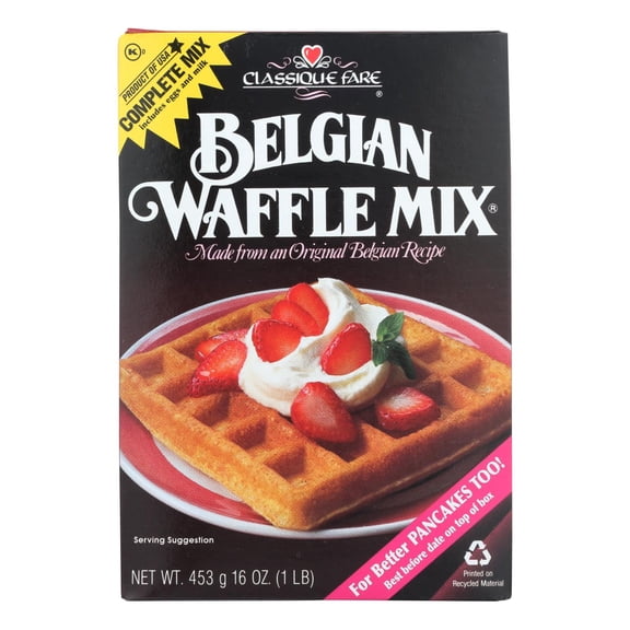 Classique Fare Belgian Waffle Mix 16 Oz Pack of 6.