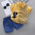 thumbnail image 2 of ZACPNCV Toddler Infant Baby Boys Shorts Set Short Sleeve Printed Button Down Tops + Shorts Sets Summer Clothes Outfits Yellow 7-8 Years, 2 of 4