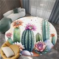 thumbnail image 3 of Round Rug Green 6ft Watercolor Cactus Area Indoor Circle Rug Round Washable Rug, Floor Mat Print Non Slip Carpet Kitchen Living Room Dining Room Playroom Decor, 3 of 7